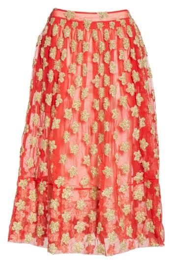 Women's Simone Rocha Star Embroidered Tulle Skirt Us / 6 Uk - Red