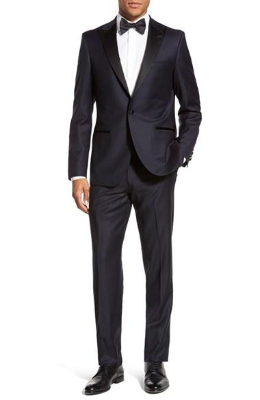 Men's Strong Suit 'aston' Trim Fit Solid Wool Tuxedo