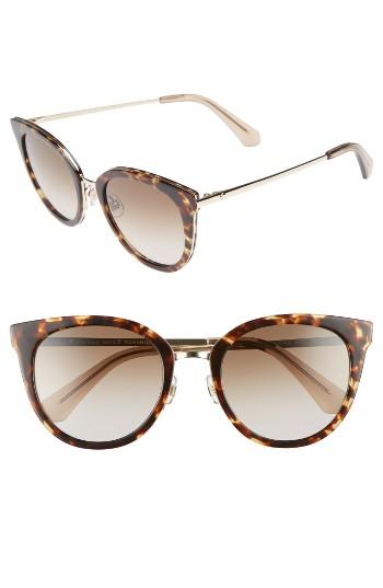 Women's Kate Spade New York Jazzlyn 51mm Cat Eye Sunglasses - Havana/ Gold