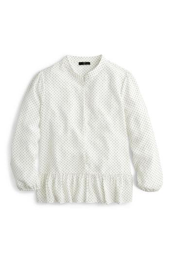 Women's J.crew Polka Dot Silk Peplum Top - Ivory
