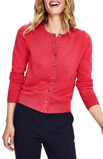 Women's Boden Favorite Crew Cardigan - Red