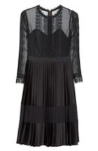 Women's Ted Baker London Lace Trim Pleated Midi Dress - Black