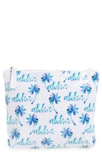 Ki-ele Aloha Palm Print Pouch - Blue