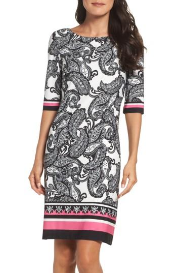 Petite Women's Eliza J Print Shift Dress P - Black