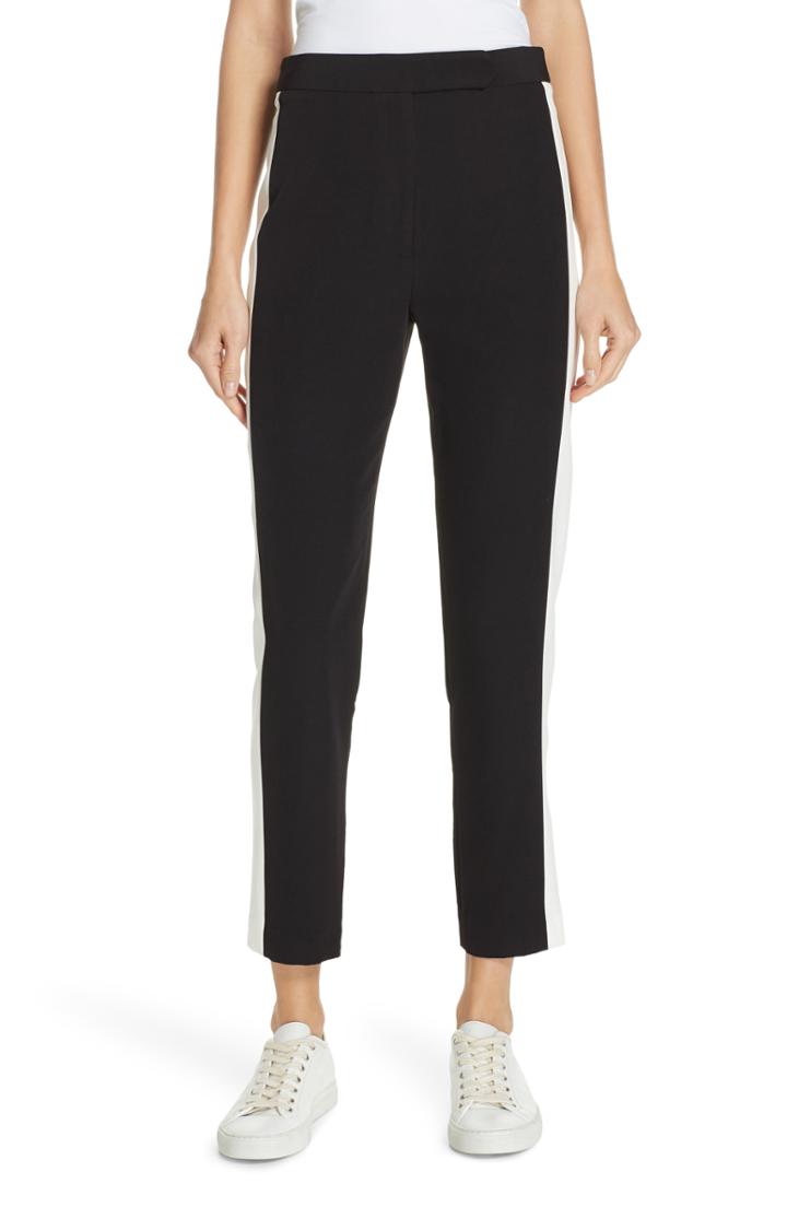 Women's Milly Side Stripe Skinny Pants - Black