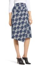 Women's Halogen Floral Plaid Asymmetrical Skirt (similar To 14w-16w) - Blue