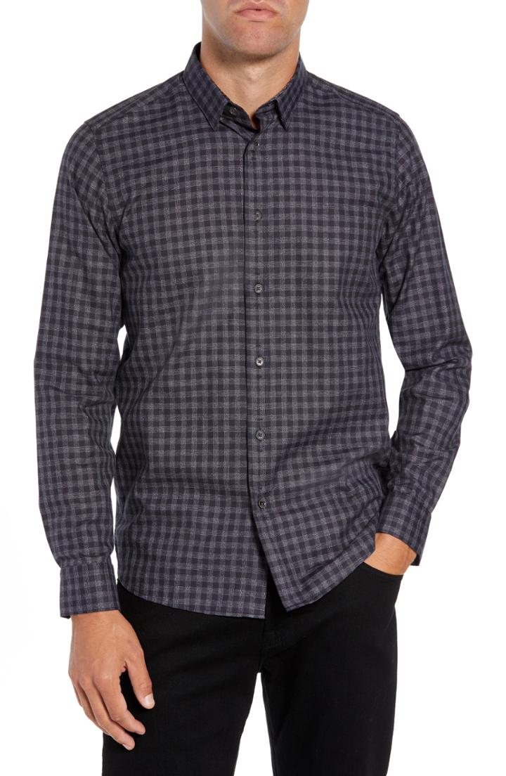 Men's Ted Baker London Shoredi Trim Fit Check Sport Shirt (m) - Black