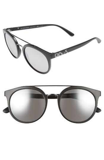 Women's Burberry 53mm Polarized Round Sunglasses - Black/ Polar