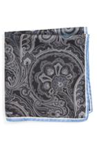 Men's Nordstrom Men's Shop Paisley Silk Pocket Square, Size - Black