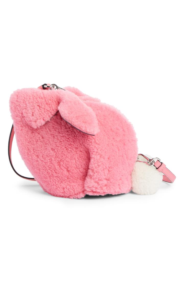 Loewe Mini Bunny Fuzzy Genuine Shearling Crossbody Bag - Black