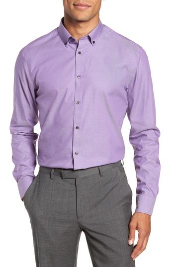 Men's Nordstrom Men's Shop Extra Trim Fit Non-iron Solid Dress Shirt .5 - 34/35 - Purple