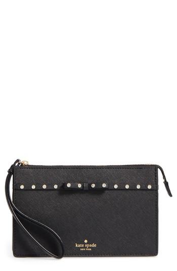 Kate Spade New York Elliott Street Leila Crystal Bow Leather Wristlet -