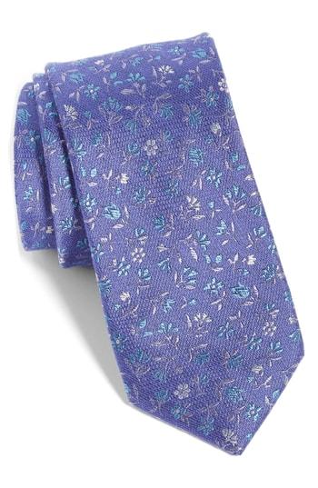 Men's The Tie Bar Flower Fields Silk & Cotton Tie, Size - Purple