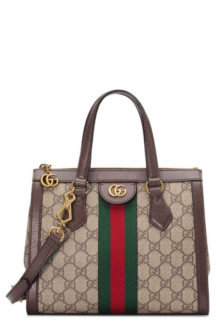 Gucci Small Ophidia Gg Supreme Canvas Satchel - Beige