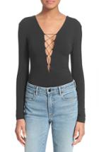 Women's T By Alexander Wang Stretch Modal Lace-up Bodysuit - Black