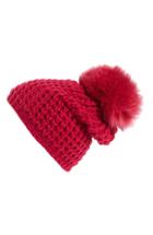Women's Kyi Kyi Genuine Fox Pompom Hat - Pink