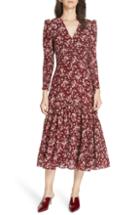 Women's Rebecca Taylor Tilda Floral Midi Silk Dress