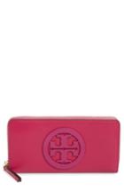Women's Tory Burch Charlie Leather Continental Wallet - Pink