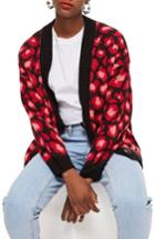 Women's Topshop Leopard Print Cardigan Us (fits Like 0) - Red