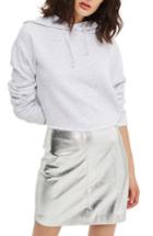 Women's Topshop Crop Hoodie Us (fits Like 0) - Metallic