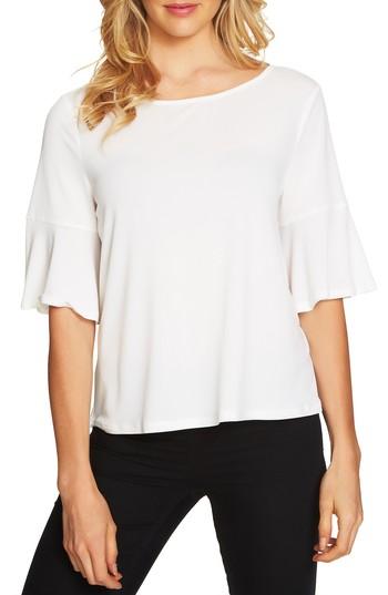 Women's Cece Ruffle Sleeve Crepe Knit Top - Ivory