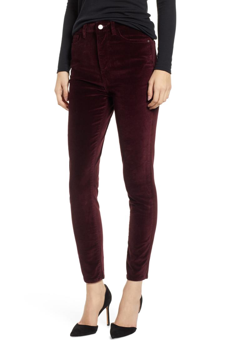 Women's Dl1961 Chrissy Ultra High Waist Velveteen Ankle Skinny Jeans - Red