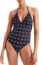 Women's J.crew Eyelet Halter One-piece Swimsuit - Blue