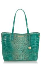 Brahmin Julian Croc Embossed Leather Tote - Blue/green
