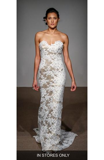 Women's Anna Maier Couture Collette Strapless Silk & French Lace Gown