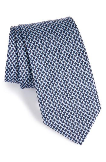 Men's Salvatore Ferragamo Bird Print Silk Tie, Size - Blue