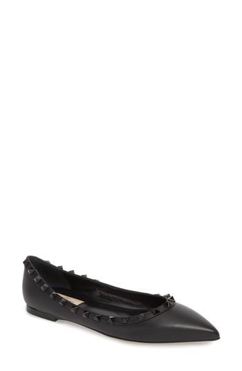 Women's Valentino Garavani Rockstud Ballerina Flat .5us / 35.5eu - Black