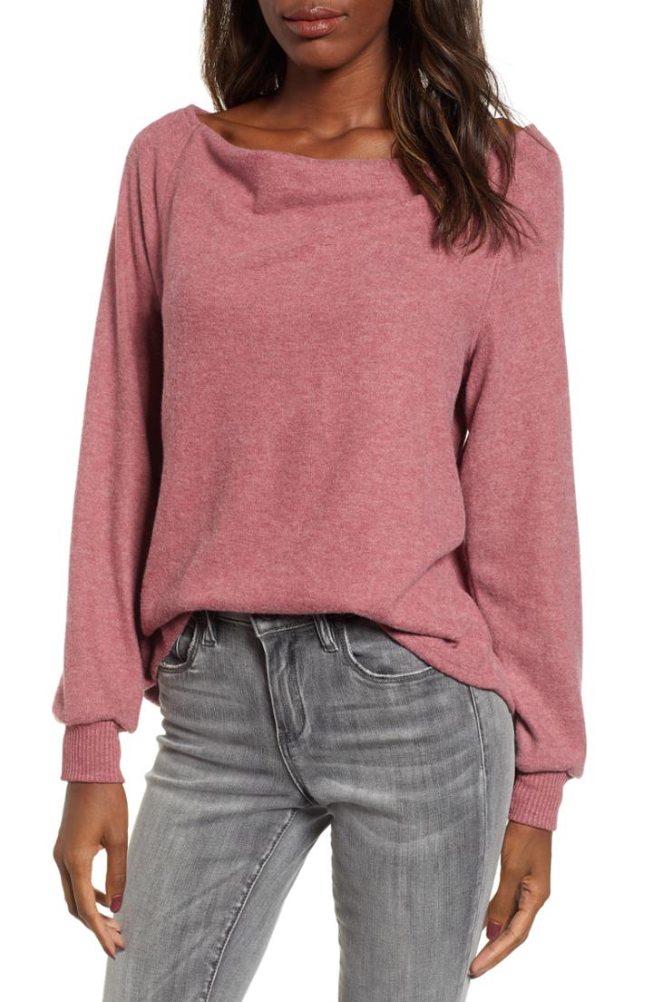 Women's Project Social T Elm Knit Cowl Neck Top - Red
