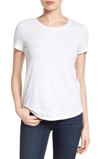 Petite Women's Caslon Slub Crewneck Tee, Size P - White