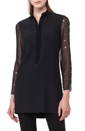 Women's Akris Punto Cutout Detail Tunic Blouse - Black