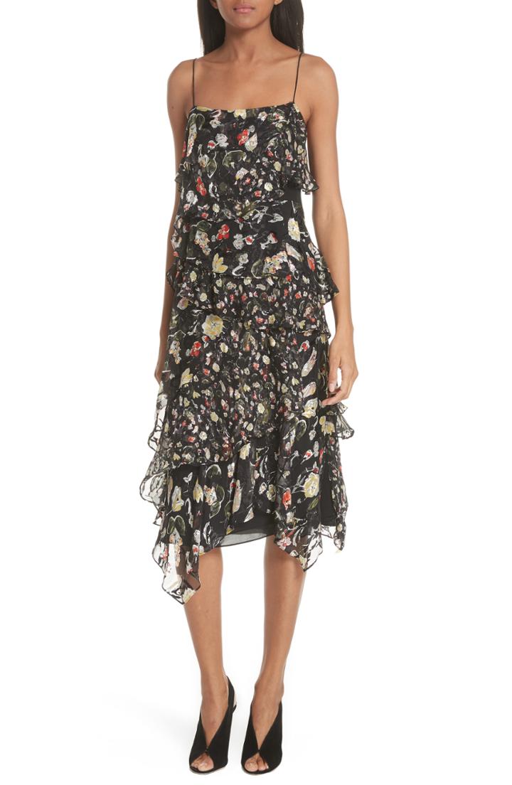 Women's Grey Jason Wu Painterly Floral Print Silk Blend Dress