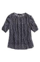 Women's J.crew Ruched Sleeve Sparkle Floral Top - Blue