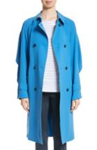Women's St. John Collection Drapey Twill Raglan Trench Coat, Size - Blue