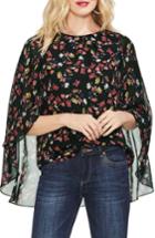 Women's Vince Camuto Twilight Floral Crepe Cape Blouse, Size - Ivory