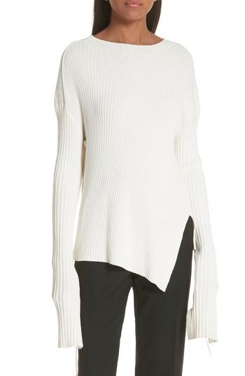 Women's Helmut Lang Twisted Paper Rib Sweater - White