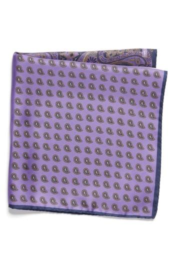 Men's Nordstrom Men's Shop Four Panel Silk Pocket Square, Size - Purple