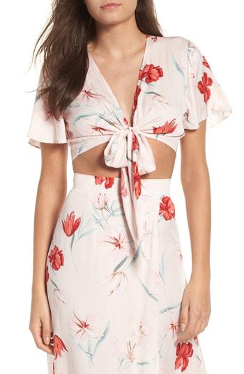 Women's Leith Tie Front Crop Top - Pink