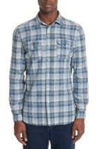 Men's Eidos Napoli Atlas Check Washed Linen Sport Shirt - Blue