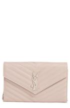 Women's Saint Laurent 'monogram' Wallet On A Chain - Pink