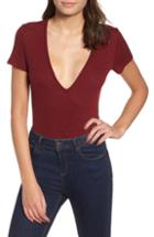Women's Band Of Gypsies Casey Ruffle Trim Rib Bodysuit