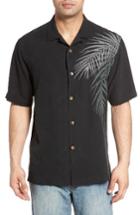 Men's Tommy Bahama Palm Intentions Regular Fit Embroidered Silk Camp Shirt - Black