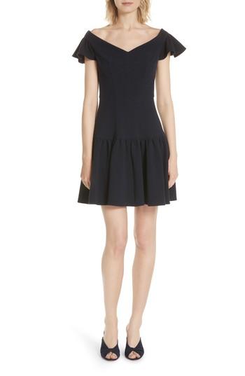Women's Rebecca Taylor Off The Shoulder Stretch Texture Dress - Blue