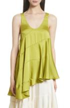 Women's Elizabeth And James Magdalone Asymmetrical Paneled Satin Top - Green