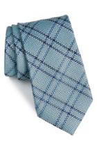 Men's Nordstrom Men's Shop Tasker Plaid Silk & Cotton Tie, Size - Green