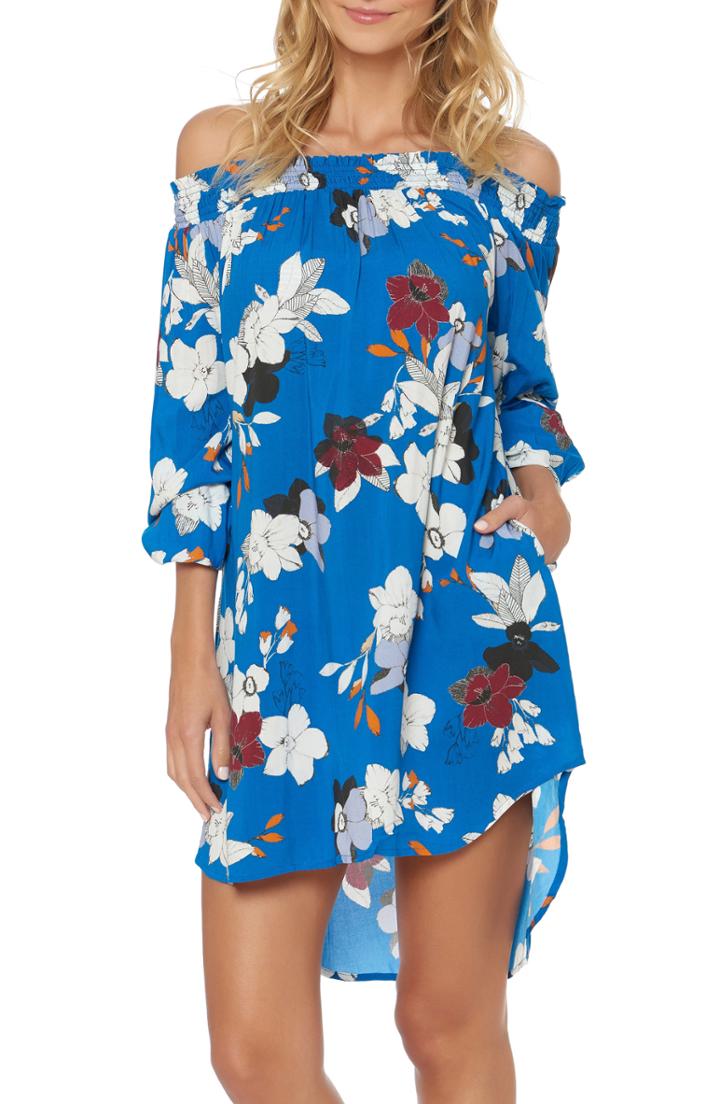 Women's Red Carter Floral Off The Shoulder Cover-up Dress