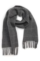 Men's Polo Ralph Lauren Reversible Windowpane Wool Blend Scarf, Size - Grey